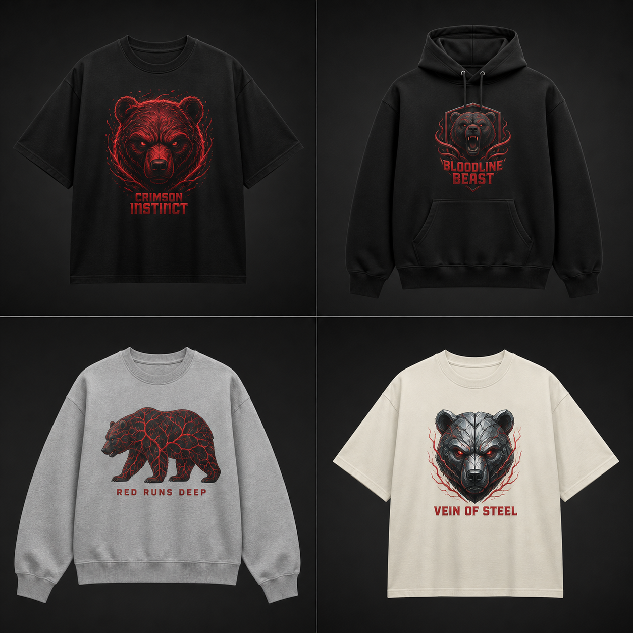 Four Bear Force Blood graphic garments