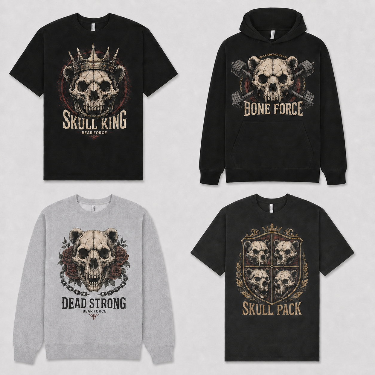 Four Bear Force Skulls graphic garments